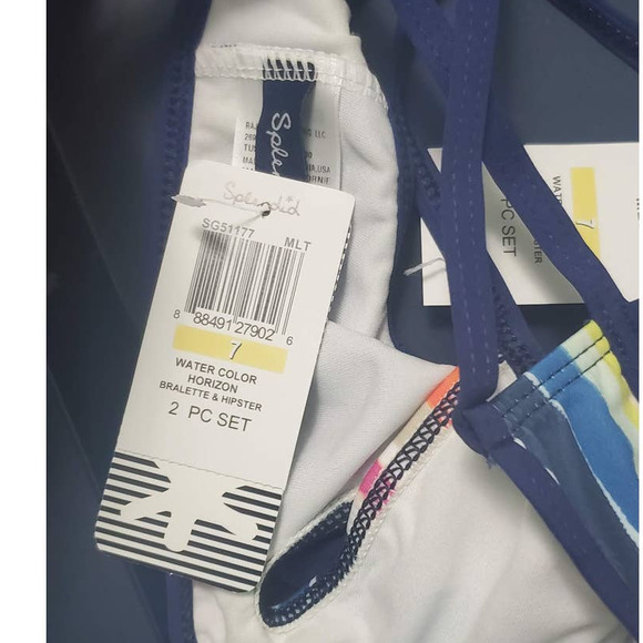 Splendid Water Color Horizon Bralette & Hipster Bikini Swim Set SG51177 Girl 7 - Picture 11 of 11